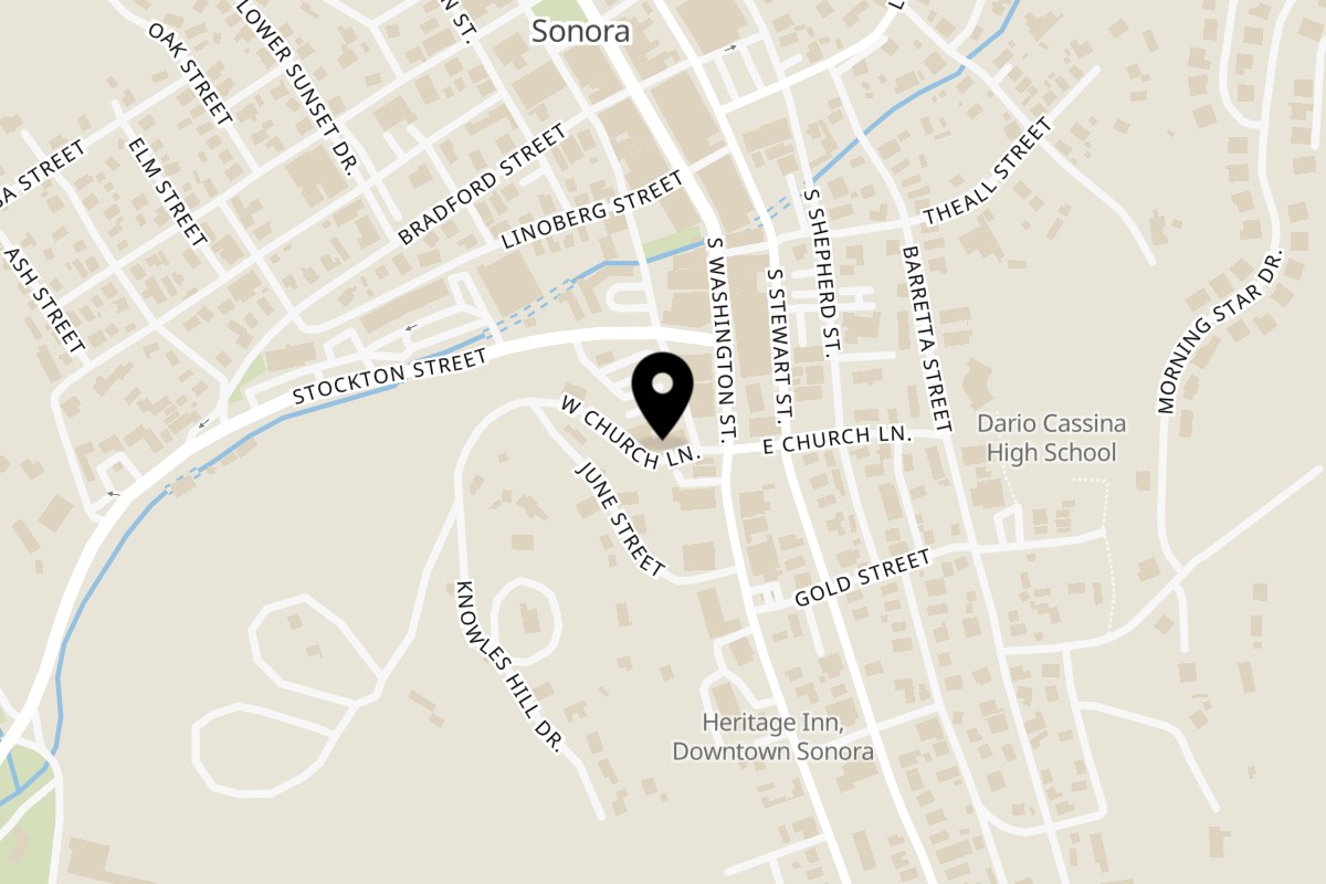 Map showing the location of The Armory on 208 S Green St in Sonora